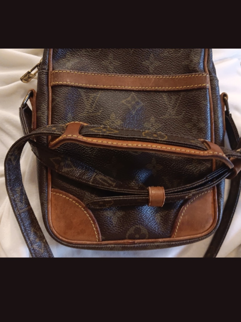 Louis Vuitton Danube Monogram Crossbody with Tan Leather Trim Authentic